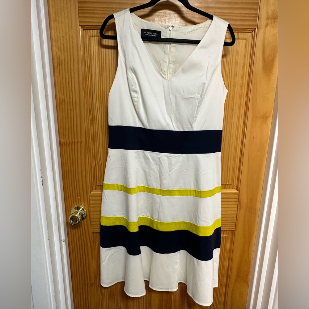 Black Label by Evan-Picone sleeveless striped dress. Size 10.